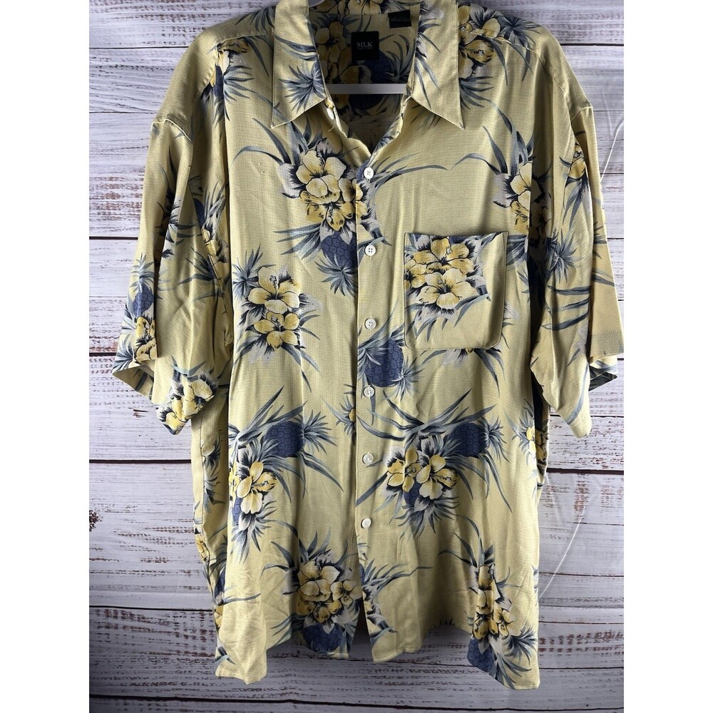 100% Silk Icon Ukuleles Tiki Cocktails All Over Print AOP Hawaiian Shirt XL